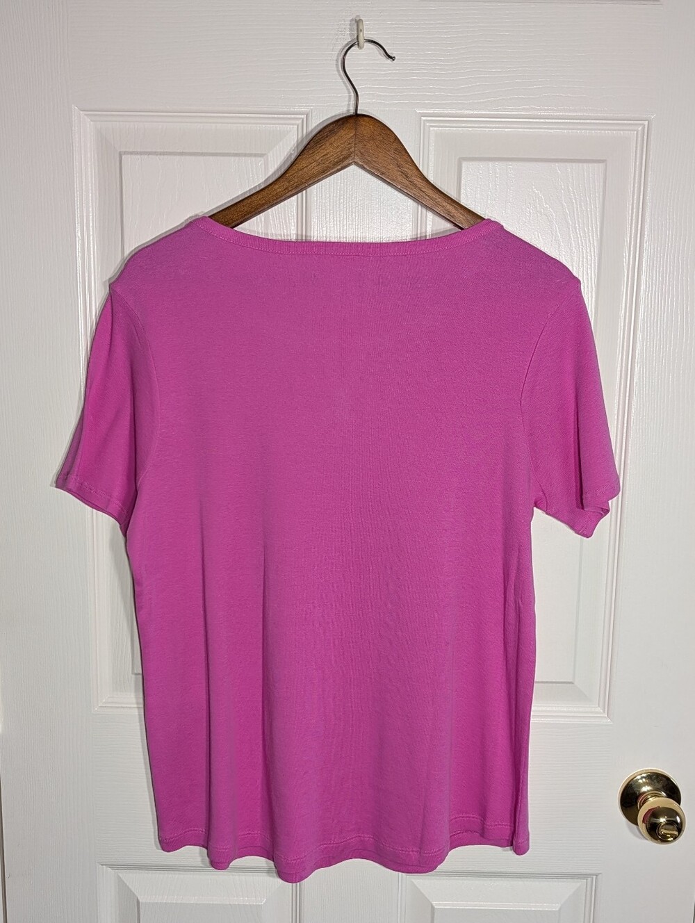 CHICO'S Pink Split Neck Short Sleeve Tee - Picture 3 of 4